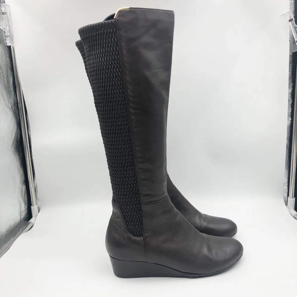 COLE HAAN Rockland Brown Leather Knee-High Riding Boots Womens 7